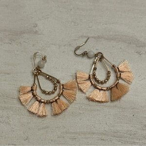 Boho peach fringe earrings tassel summer